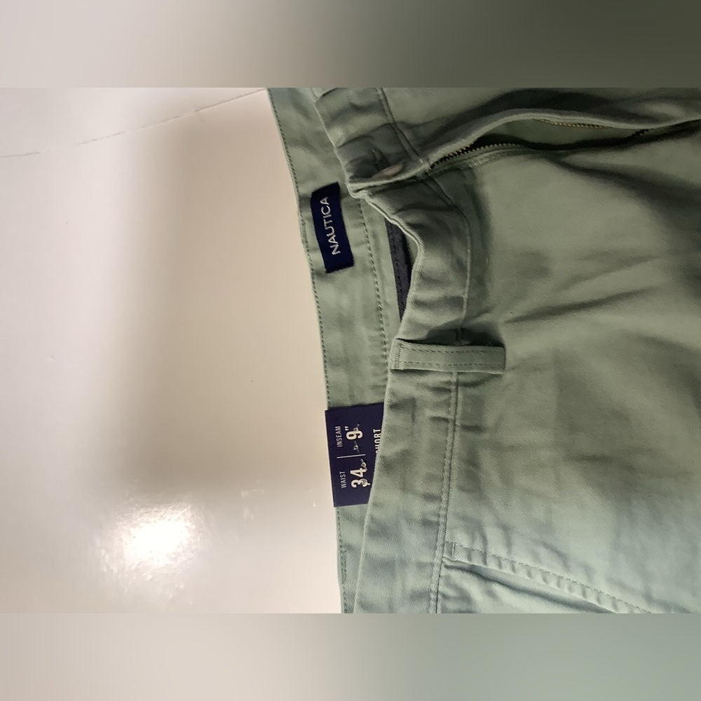 Nautica Men's Light Green Flat Front Shorts - Picture 2 of 4